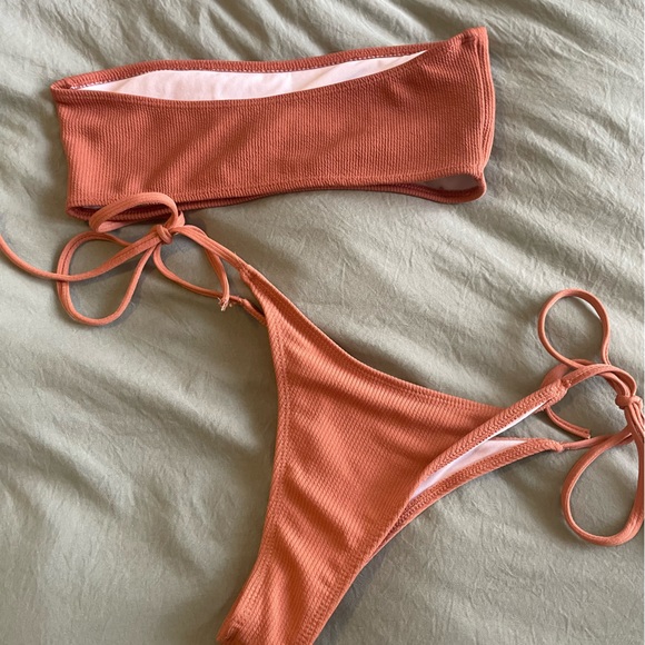 Ribbed Strapless Bikini / Clay / Terra Cotta Colour - Picture 4 of 5